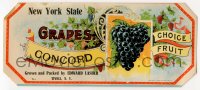 1m034 NEW YORK STATE CONCORD GRAPES produce crate label 1910s grown & packed in Tivoli, New York!
