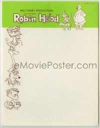 1m130 ROBIN HOOD 9x11 letterhead 1972 Walt Disney animated cartoon fantasy classic, great art!