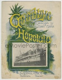 1m185 GOODBYE HONOLULU 11x14 sheet music 1915 by Sonny Cunha, great S.K.W. tropical island artwork!
