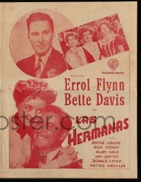 1m021 SISTERS Uruguayan herald 1940s Errol Flynn & Bette Davis have true love, but many problems!