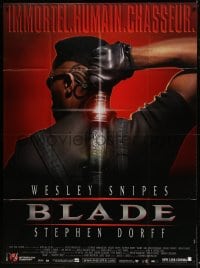 1p499 BLADE French 1p 1998 different image of vampire slayer Wesley Snipes drawing his sword!
