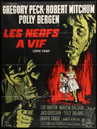 1p516 CAPE FEAR French 1p 1962 Gregory Peck, Robert Mitchum, classic film noir, cool different art!
