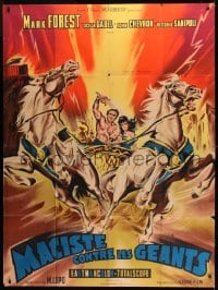 1p529 COLOSSUS OF THE ARENA French 1p 1962 Belinsky art of Mark Forest as Maciste on chariot!