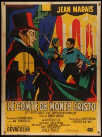 1p532 COUNT OF MONTE CRISTO Part II French 1p 1954 Jean Marais as Edmond Dantes, art by Noel!