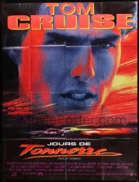 1p546 DAYS OF THUNDER French 1p 1990 super close image of angry NASCAR race car driver Tom Cruise!
