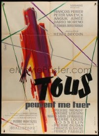1p580 EVERYBODY WANTS TO KILL ME French 1p 1957 cool art against white background by Clement Hurel!