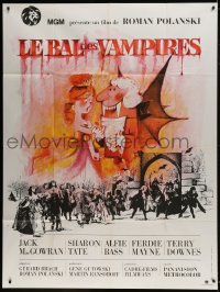 1p588 FEARLESS VAMPIRE KILLERS French 1p R1970s Roman Polanski, wacky vampire art by Clement Hurel!