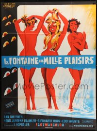 1p602 FOUNTAIN OF LOVE French 1p 1969 barest, bawdiest sex, art of three sexy nude teens covorting!
