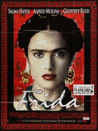 1p607 FRIDA French 1p 2002 super close up of Salma Hayek as Mexican artist Frida Kahlo!