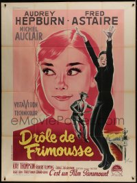 1p609 FUNNY FACE French 1p 1957 art of Audrey Hepburn c/u & full-length + Astaire by Grinsson!