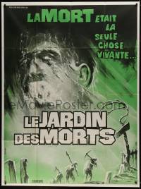 1p611 GARDEN OF THE DEAD French 1p 1972 creepy different Faugere artwork of zombies in graveyard!