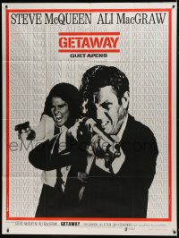 1p614 GETAWAY French 1p 1973 cool image of Steve McQueen & Ali McGraw with guns, Sam Peckinpah!