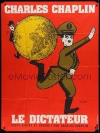 1p625 GREAT DICTATOR French 1p R1973 great Leo Kouper art of Charlie Chaplin, wacky WWII comedy!