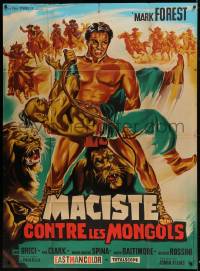 1p637 HERCULES AGAINST THE MONGOLS French 1p 1963 cool Belinsky art of strongman Mark Forest!