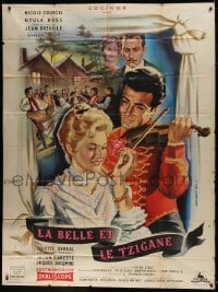 1p694 LA BELLE ET LE TZIGANE French 1p 1959 Jean Mascii montage art of Nicole Courcel & cast!