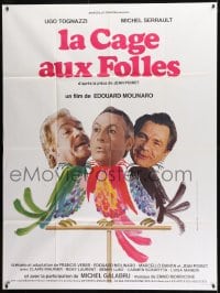1p695 LA CAGE AUX FOLLES French 1p 1979 Bourduge art of Ugo Tognazzi & top stars as birds!