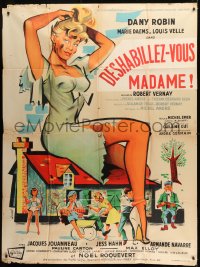 1p709 LE COIN TRANQUILLE French 1p 1957 art of giant sexy Dany Robin by Clement Hurel!