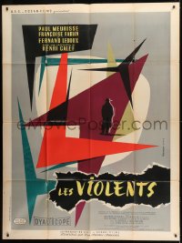 1p722 LES VIOLENTS French 1p 1957 cool geometric design artwork by Andre Bertrand!
