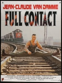 1p731 LIONHEART French 1p 1991 Jean-Claude Van Damme doing splits on train tracks, Full Contact!
