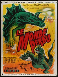 1p741 LOST WORLD French 1p 1960 cool different art of dinosaurs in the Amazon Jungle!