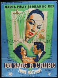 1p751 MARE NOSTRUM French 1p 1954 great romantic art of Maria Felix & Fernando Rey by Cerutti!