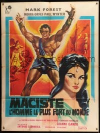 1p769 MOLE MEN AGAINST THE SON OF HERCULES French 1p 1961 Mascii art of strongman Mark Forest!
