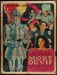 1p775 MORT OU VIF French 1p 1948 art of wacky guy in suit of armor with gun by Cazaux!