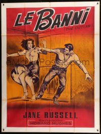 1p796 OUTLAW French 1p R1960s different art of sexy Jane Russell & Jack Buetel, Howard Hughes