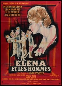1p797 PARIS DOES STRANGE THINGS French 1p 1957 Jean Renoir, different Peron art of Ingrid Bergman!