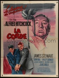 1p844 ROPE French 1p R1963 art of James Stewart & director Alfred Hitchcock by by Roger Soubie!