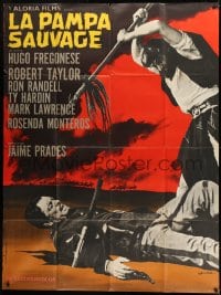 1p853 SAVAGE PAMPAS French 1p 1967 Robert Taylor as cowboy in South America, Guy Gerard Noel art!