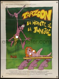 1p865 SHAME OF THE JUNGLE French 1p 1978 sexy Tarzan spoof, wacky cartoon art with nudity!
