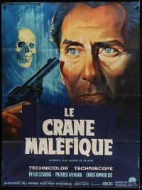 1p874 SKULL French 1p 1965 different Roger Soubie art of Peter Cushing, creepy skull & gun!