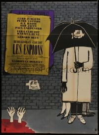 1p890 SPIES French 1p 1957 Henri-Georges Clouzot, Sine caroton art of spy under umbrella!