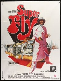1p902 SUPER FLY French 1p 1972 great artwork of Ron O'Neal with car & girl sticking it to The Man!