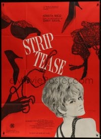 1p906 SWEET SKIN French 1p 1963 Poitrenaud's Strip-tease, artwork of sexy Nico & stripped garments!