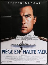1p941 UNDER SIEGE French 1p 1992 great close up of Navy SEAL Steven Segal over battleship!