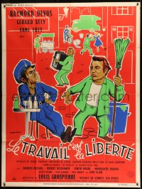 1p985 WORK & FREEDOM French 1p 1959 Raymond Devos, Gerard Sety, great art by Guy Gerard Noel!