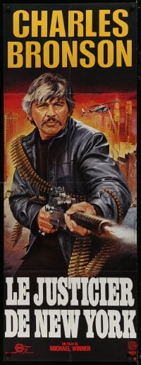 1p444 DEATH WISH 3 French door panel 1985 art of Charles Bronson bringing justice to the streets!