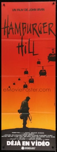 1p446 HAMBURGER HILL video French door panel 1987 Philippe silhouette art of soldier & helicopters!
