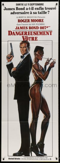 1p452 VIEW TO A KILL French door panel 1985 art of Roger Moore as James Bond & Grace Jones by Goozee