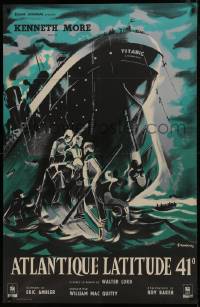 1p438 NIGHT TO REMEMBER French 31x48 1958 English Titanic biography, different Trambouze art!