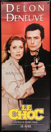 1p427 SHOCK teaser French 30x79 1982 great image of Catherine Deneuve & Alain Delon, Le Choc!