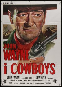 1p328 COWBOYS Italian 1p 1972 different super close up art of big John Wayne with gun!