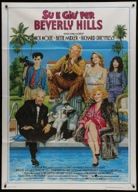 1p334 DOWN & OUT IN BEVERLY HILLS Italian 1p 1986 Bette Midler, Dreyfuss, Nolte, Napoli art!