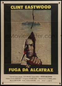 1p339 ESCAPE FROM ALCATRAZ Italian 1p 1979 cool artwork of Clint Eastwood busting out by Lettick!