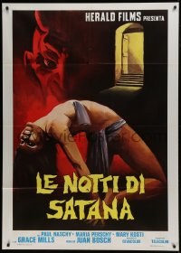 1p341 EXORCISM Italian 1p 1976 Paul Naschy, wild horror art of sexy near-naked girl & Satan!