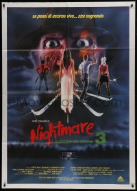 1p363 NIGHTMARE ON ELM STREET 3 Italian 1p 1987 cool horror art of Freddy Krueger by Matthew Peak!