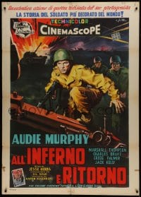 1p401 TO HELL & BACK Italian 1p R1959 different Arnaldo Putzu art of Audie Murphy in World War II!