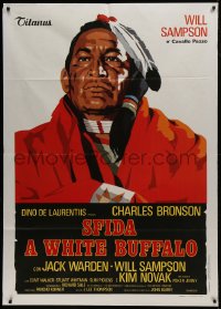 1p410 WHITE BUFFALO style A Italian 1p 1977 great different art of Will Sampson as Crazy Horse!